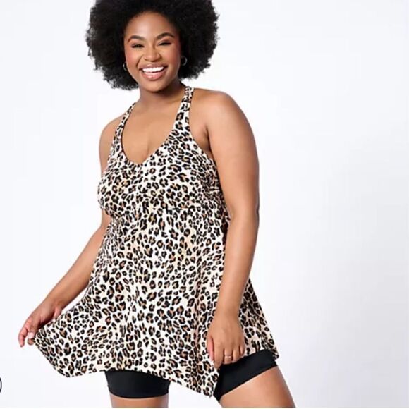 New Kim Gravel Swimsuits for All Leopard Biker Shorts Swimsuit multiple Sizes - Picture 1 of 8
